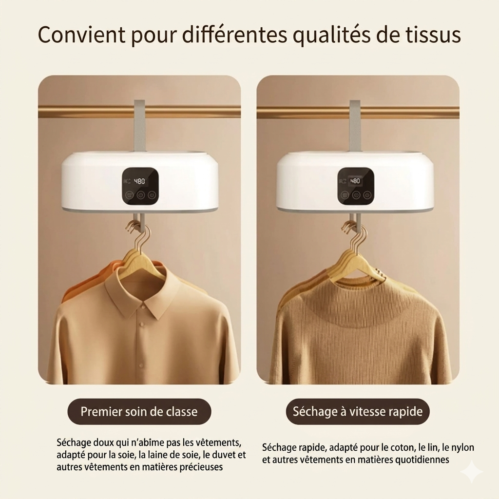Sèche-Linge Portable Intelligent 2-en-1 : Séchage Rapide & Stérilisation UV Pro