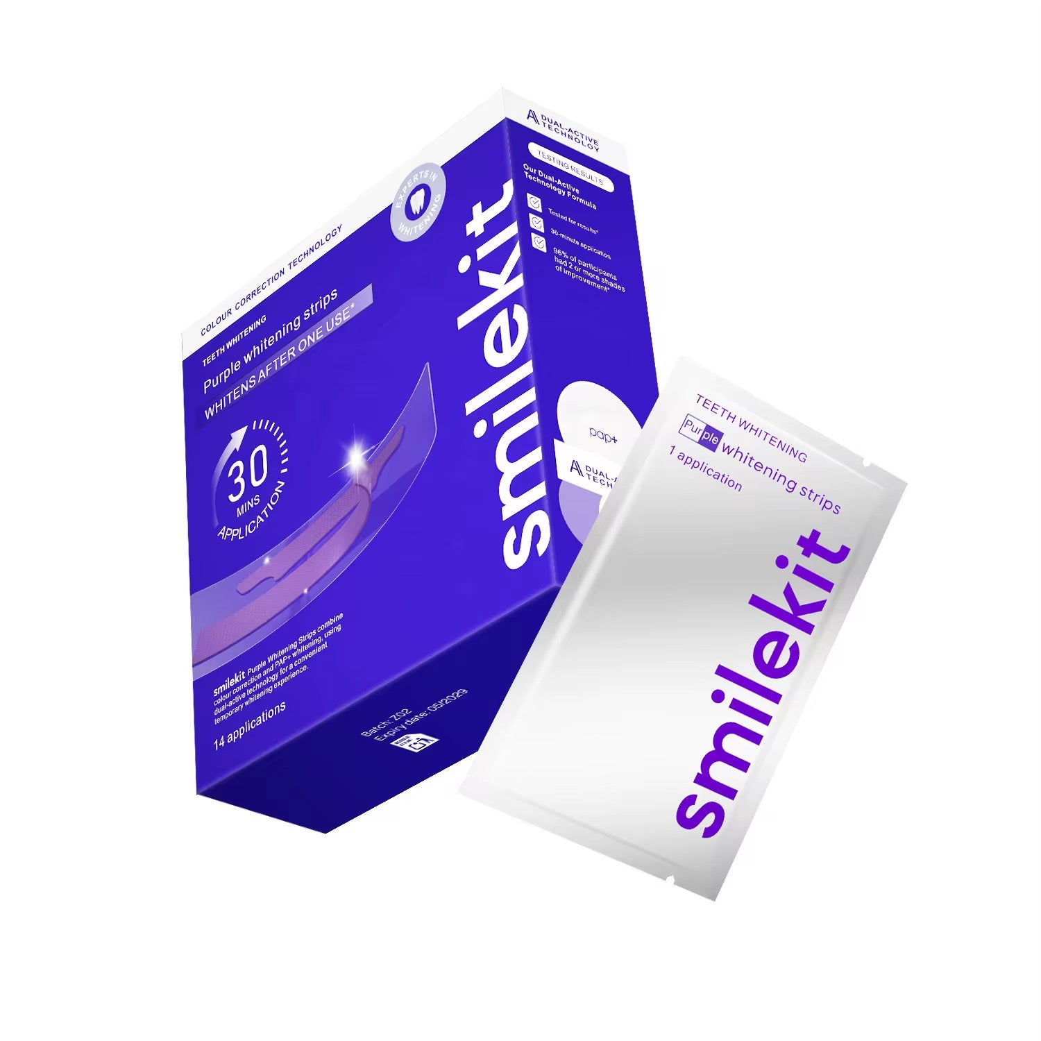 SmileKit™️ – Bandes Blanchissantes Dentaires Professionnelles | Sourire Blanc en 30 Minutes ✨