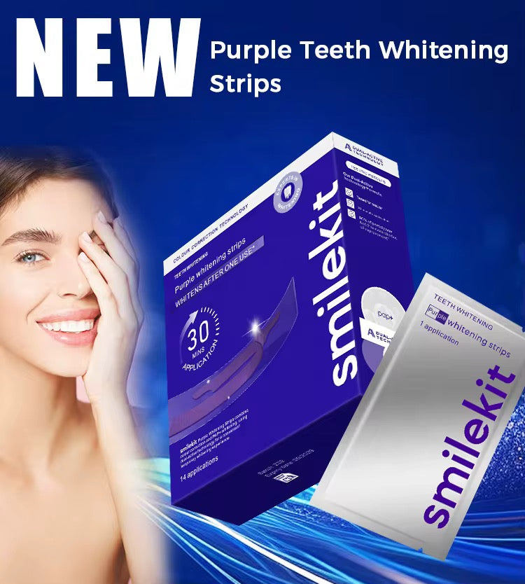 SmileKit™️ – Bandes Blanchissantes Dentaires Professionnelles | Sourire Blanc en 30 Minutes ✨