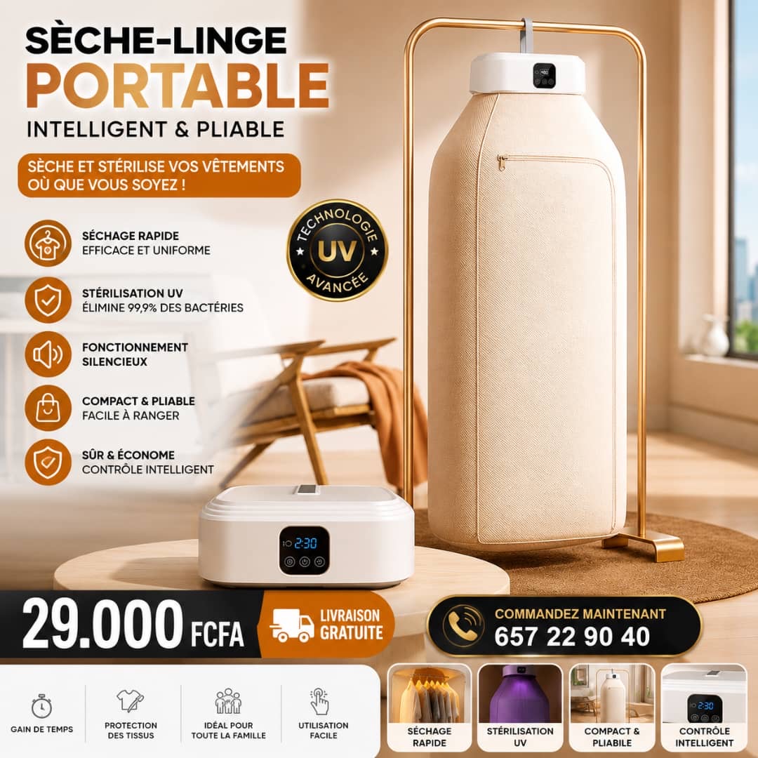 Sèche-Linge Portable Intelligent 2-en-1 : Séchage Rapide & Stérilisation UV Pro