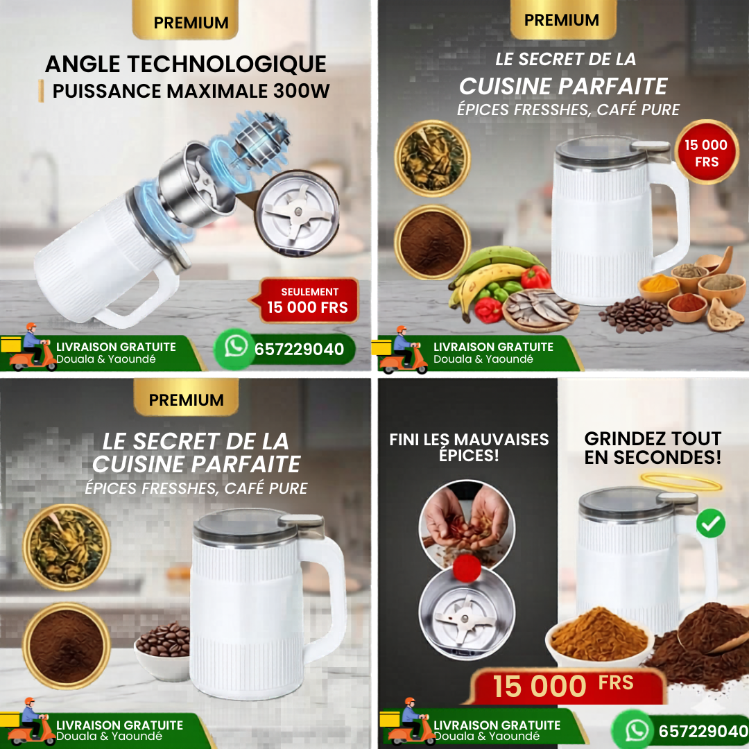 Broyeur Électrique Premium Ultra-Puissant 300W – Épices & Café