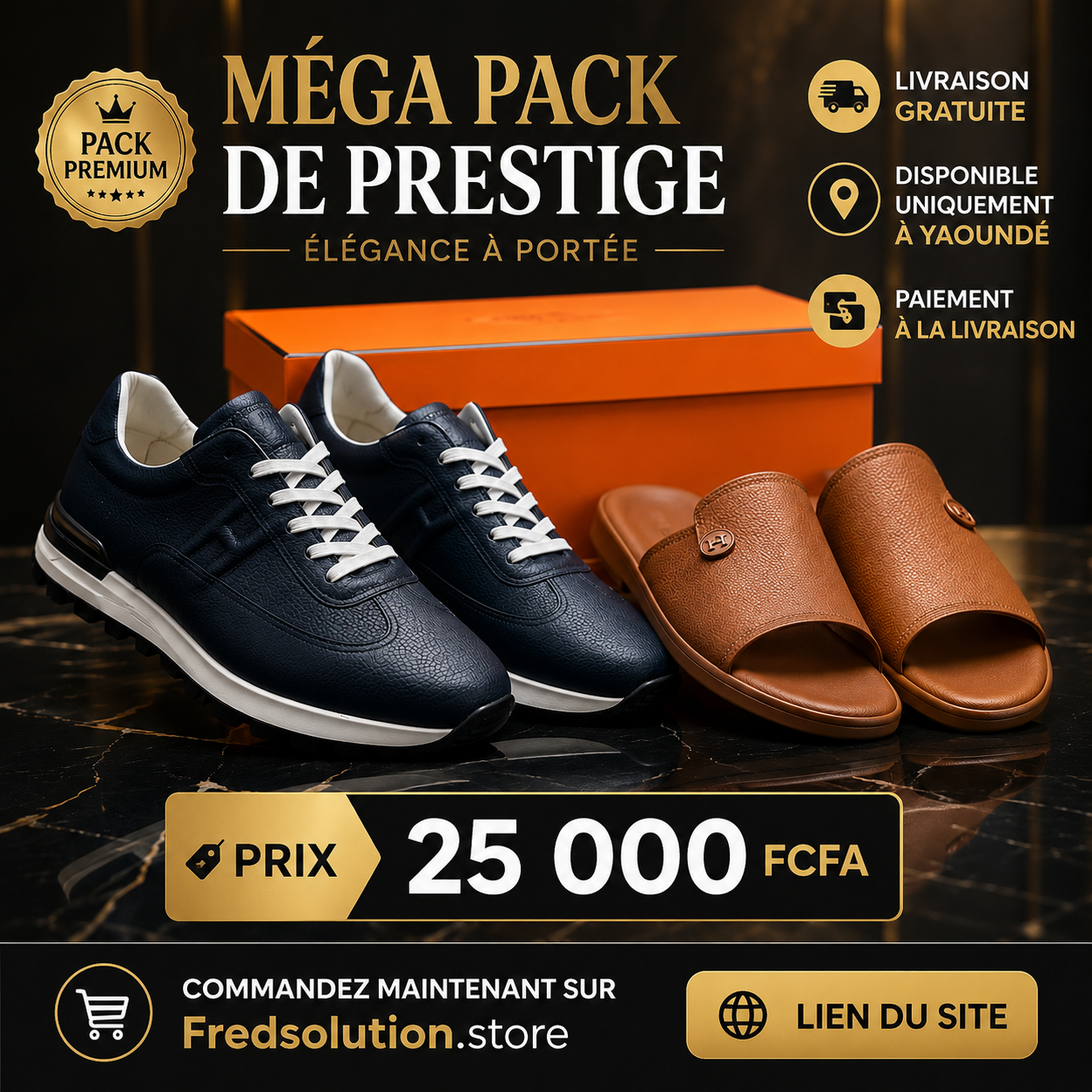 Pack Prestige : Sneakers Cuir Premium + Mules Élégance en Cuir Grainé