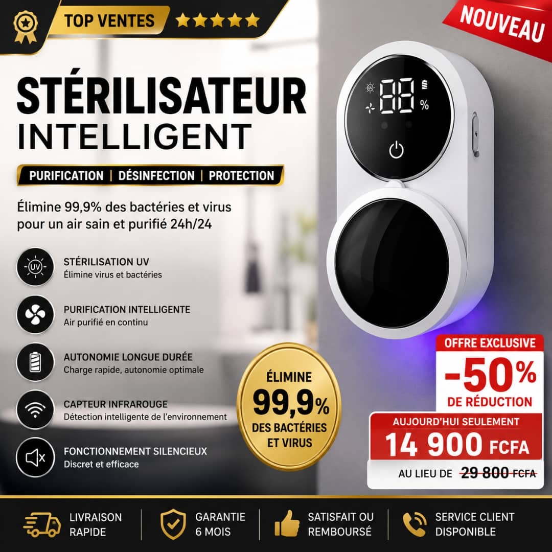 Stérilisateur Intelligent UV™️ – Purifiez Votre Air & Protégez Votre Famille 24h/24 🛡️✨