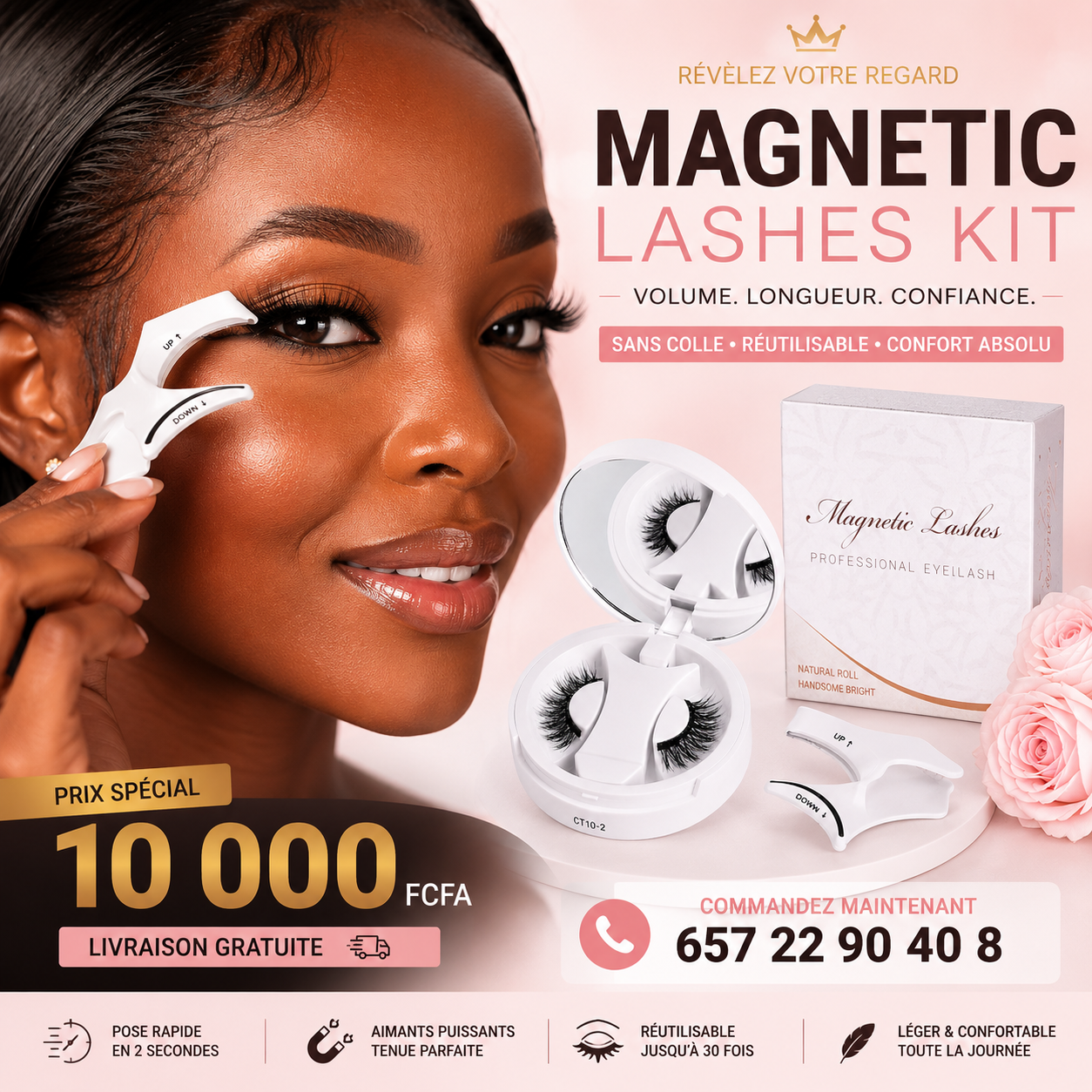 ✨ Magnetic Lashes Kit Pro | Faux Cils Magnétiques | Sans Colle • Réutilisables • Volume Intense