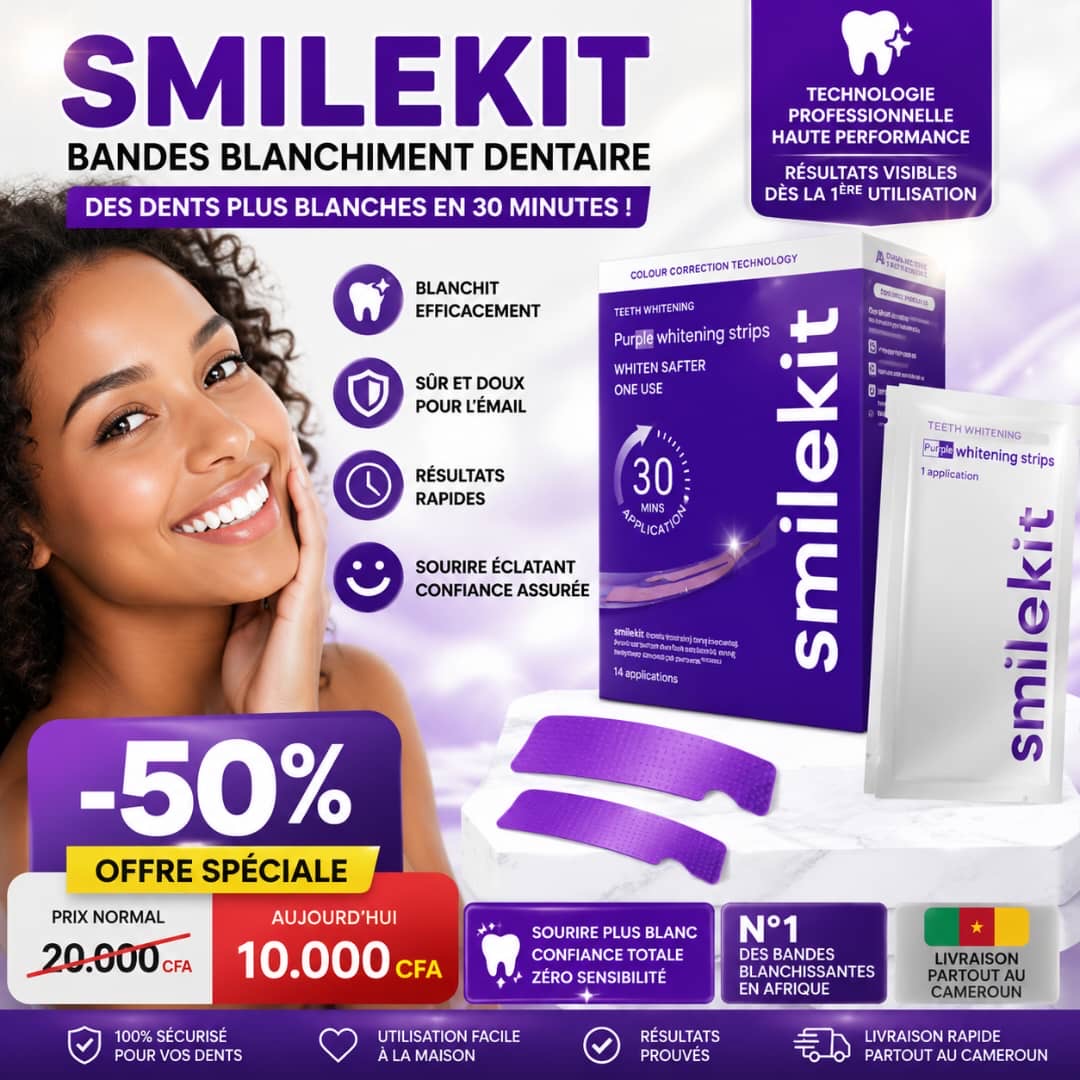 SmileKit™️ – Bandes Blanchissantes Dentaires Professionnelles | Sourire Blanc en 30 Minutes ✨