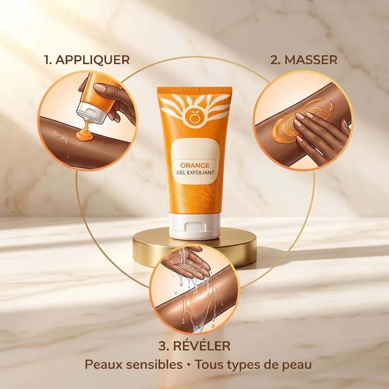 Gel Exfoliant Éclat Orange – Peau Douce & Unifiée (Gant Kessa Offert)
