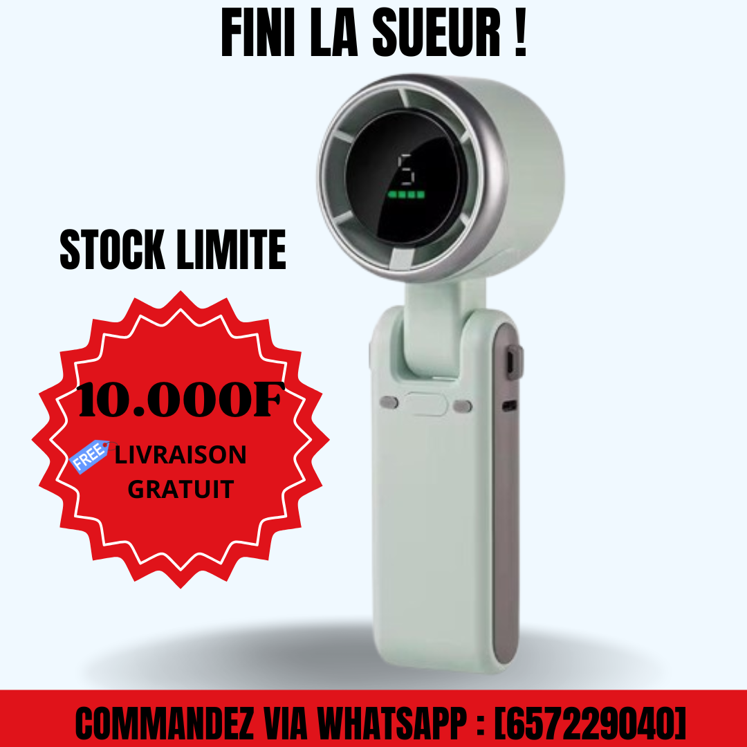 Ventilateur Portable Ultra-Puissant – Fini la Sueur ! (Rechargeable USB & 5 Vitesses)