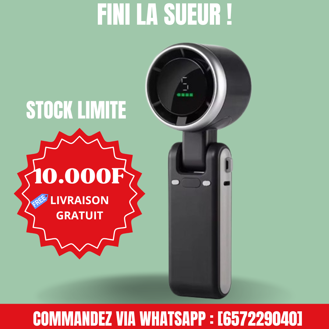 Ventilateur Portable Ultra-Puissant – Fini la Sueur ! (Rechargeable USB & 5 Vitesses)