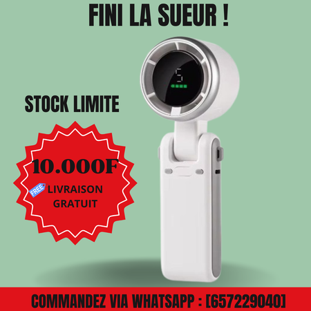 Ventilateur Portable Ultra-Puissant – Fini la Sueur ! (Rechargeable USB & 5 Vitesses)
