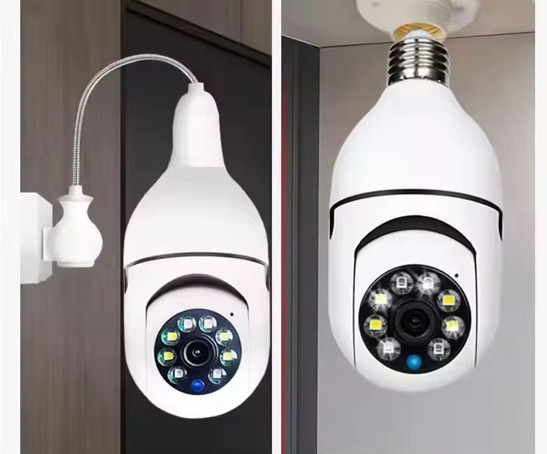 Caméra de Sécurité Intelligente 360° - Installation Facile comme une Ampoule (Vision Nocturne & Alerte Téléphone